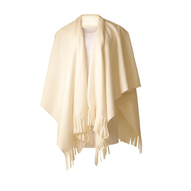 Luxe dames omslagdoek poncho wit 180 x 140 cm