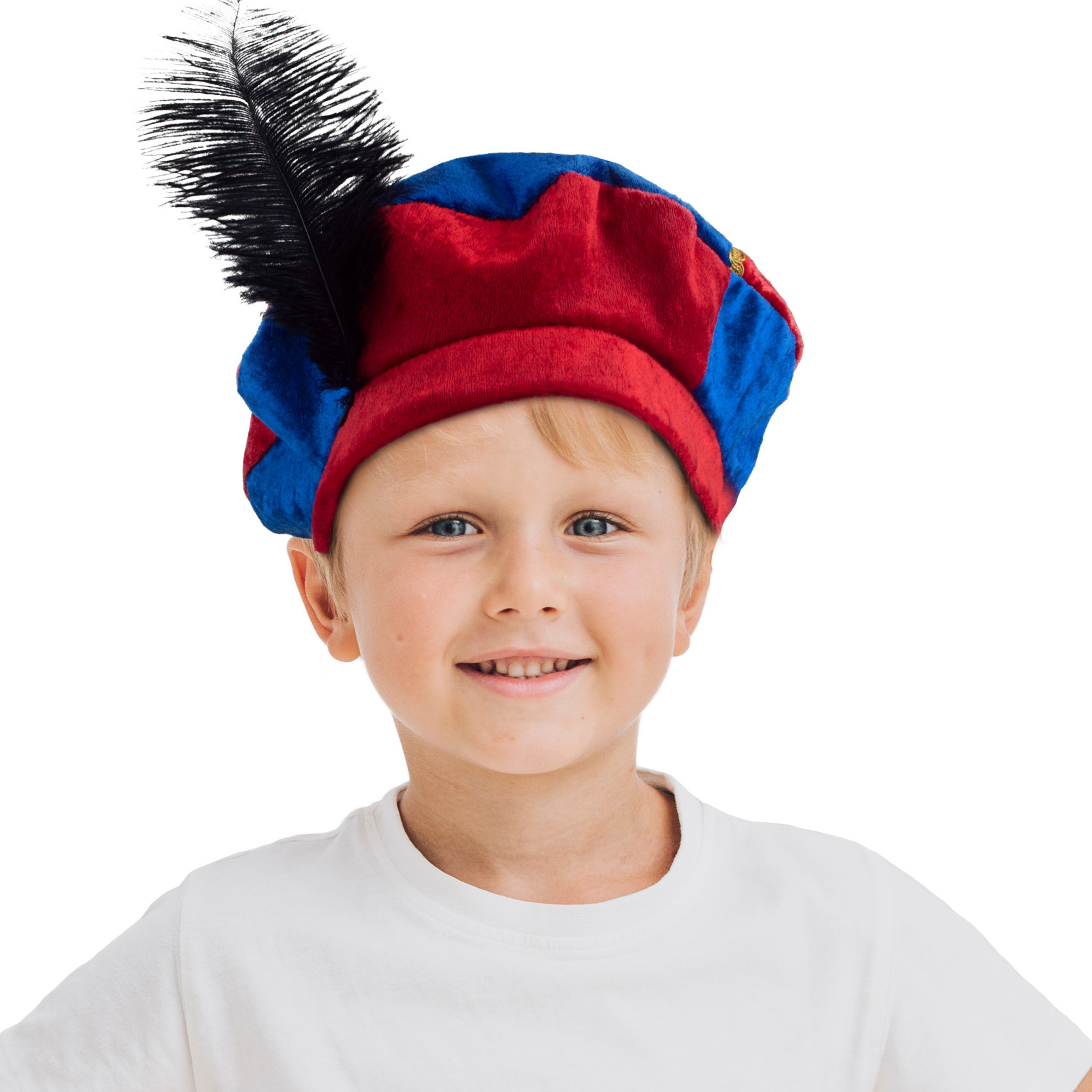 Luxe pietenmuts/baret rood/blauw voor kinderen
