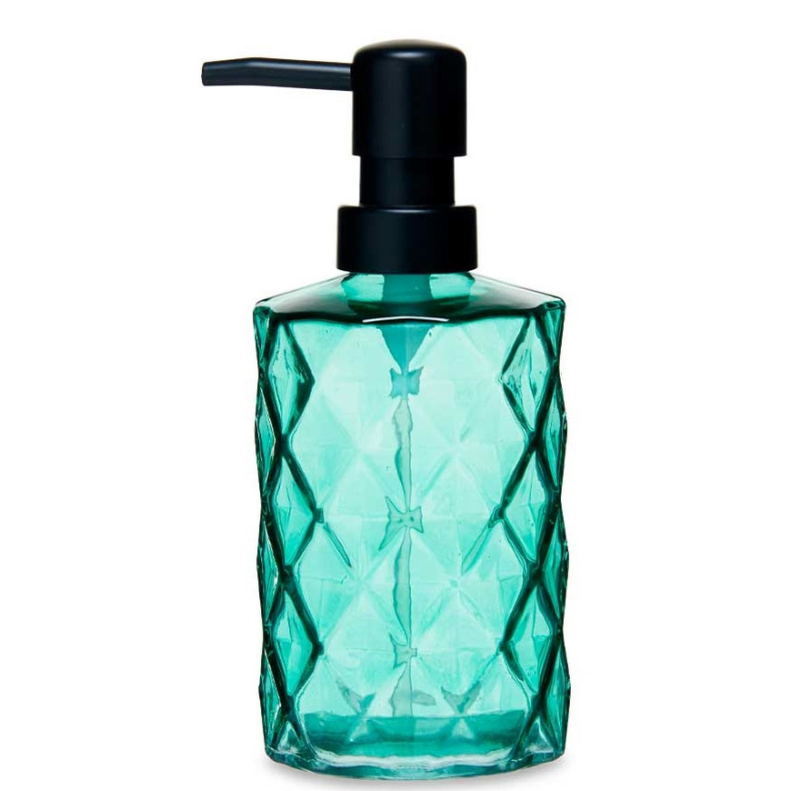 Luxe zeeppompje-dispenser Diamond groen transparant glas 18 x 7 cm 410 ml