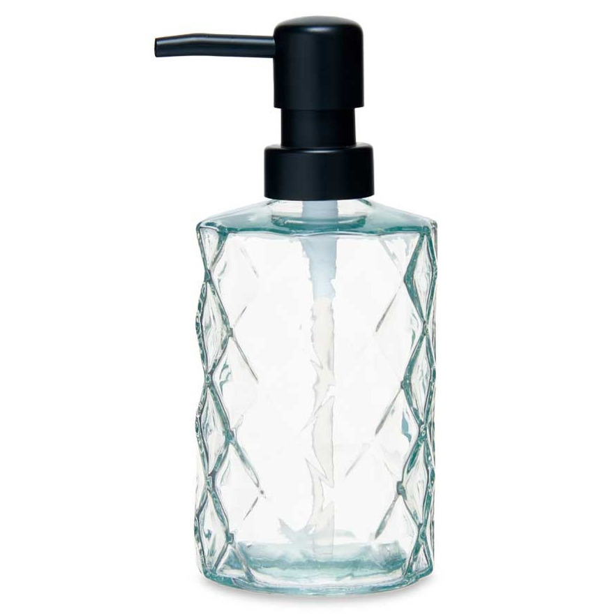 Luxe zeeppompje-dispenser Diamond helder transparant glas 18 x 7 cm 410 ml