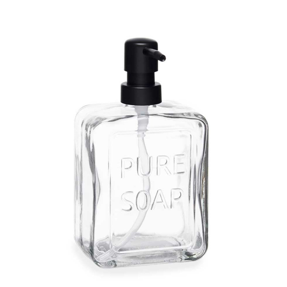 Luxe zeeppompje-dispenser PURE helder transparant glas 18 x 10 cm 570 ml