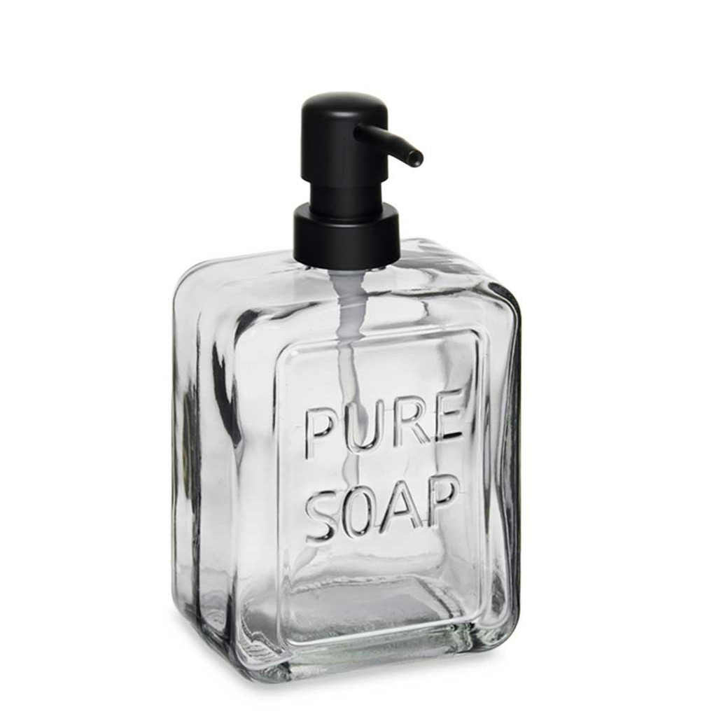 Luxe zeeppompje-dispenser PURE misty transparant glas 18 x 10 cm 570 ml