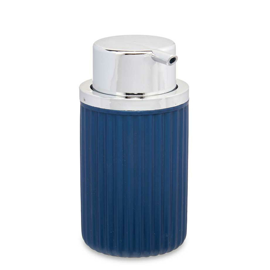 Luxe zeeppompje-dispenser Roma blauw-zilver kunststof 8 x 15 cm 420 ml