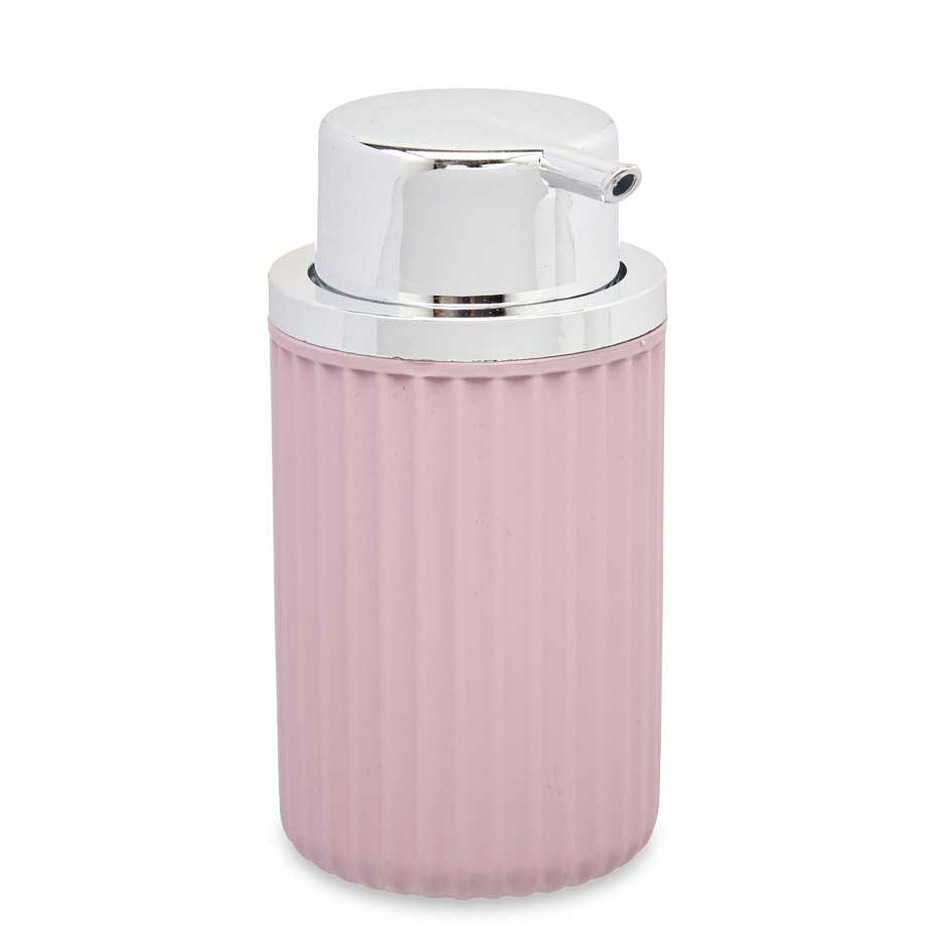 Luxe zeeppompje-dispenser Roma roze-zilver kunststof 8 x 15 cm 420 ml