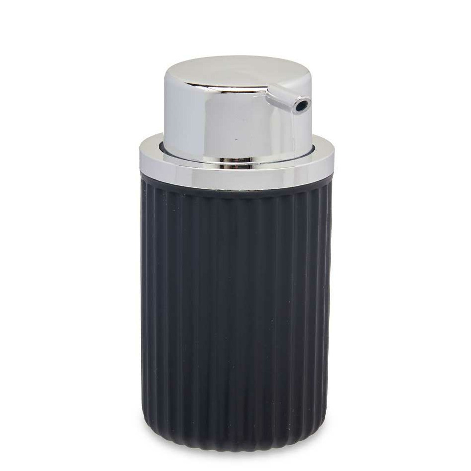 Luxe zeeppompje-dispenser Roma zwart-zilver kunststof 8 x 15 cm 420 ml