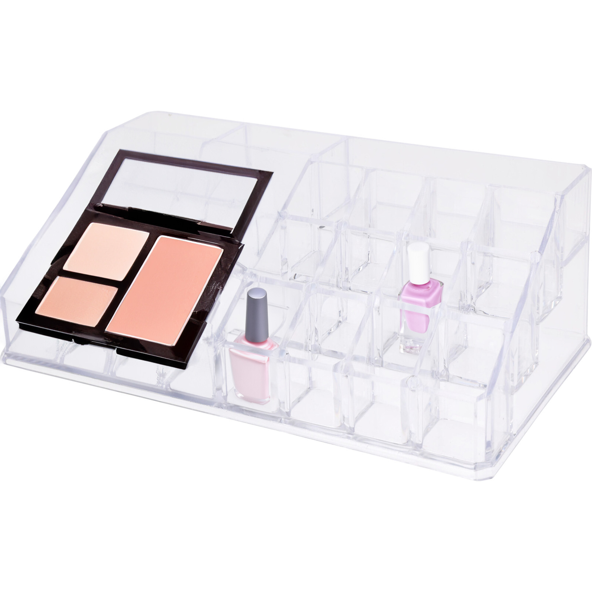 Make-up organizer kunststof transparant 22 x 12 x 8 cm kwasten houder