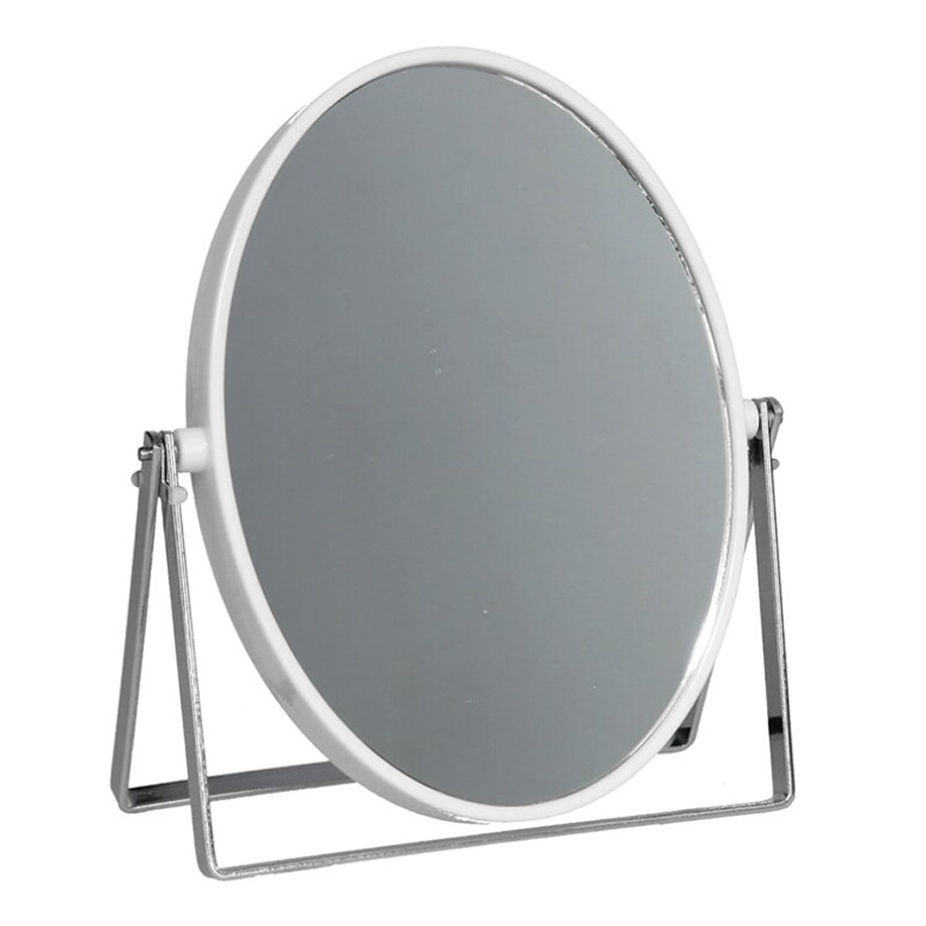 Make-up spiegel 2-zijdig gebruik vergrotend dia 16 cm wit-zilver