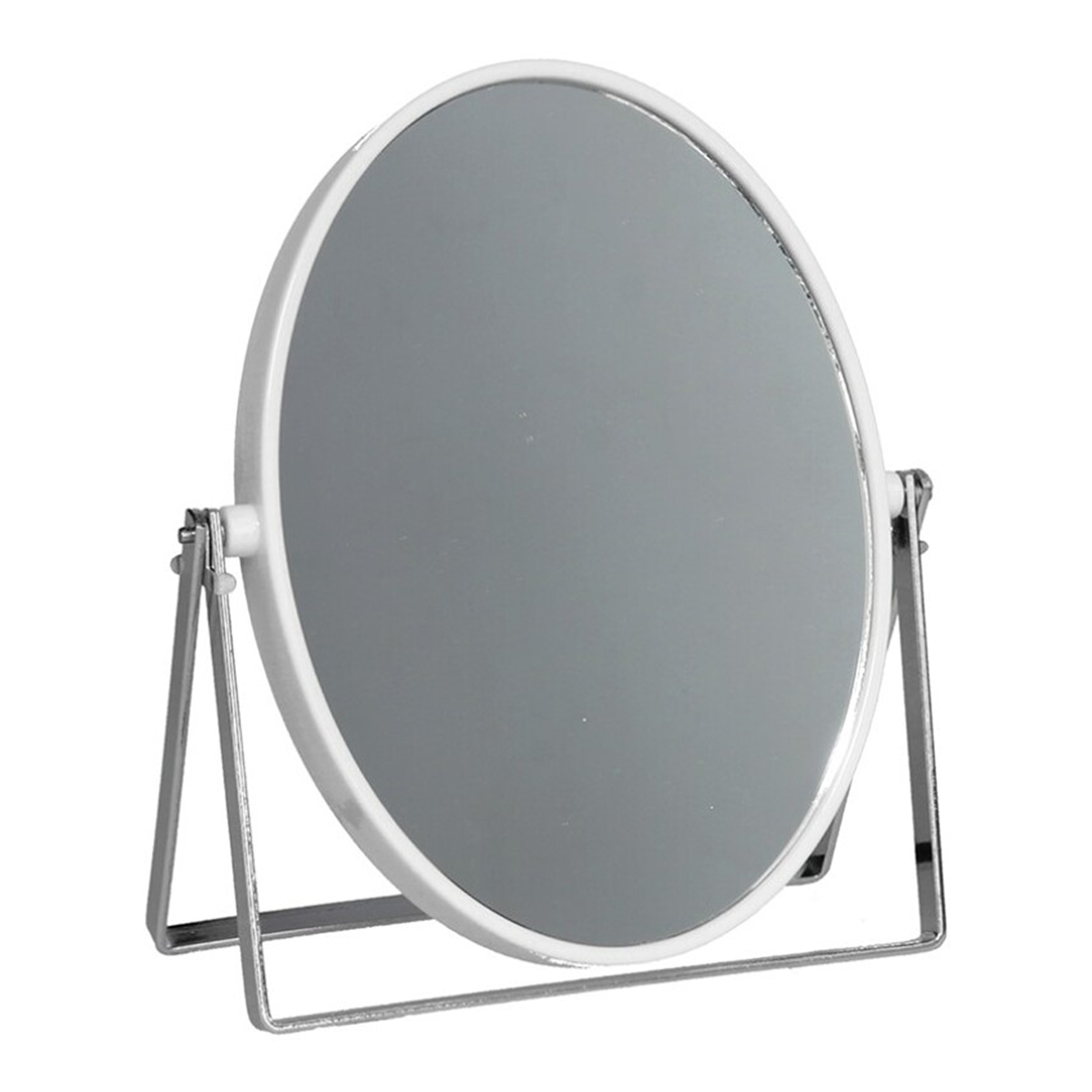 Make-up spiegel 2-zijdig gebruik vergrotend dia 18 cm wit-zilver