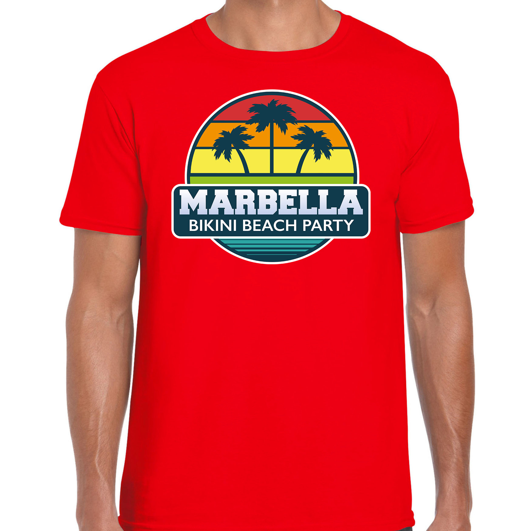 Marbella zomer t-shirt-shirt Marbella bikini beach party rood voor heren