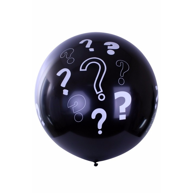 Mega ballon zwart met vraagtekens