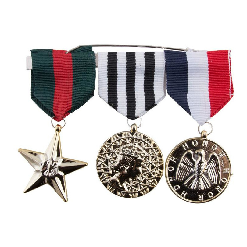 Militairen-soldaten medailles 3 stuks soldaten verkleed artikelen generaal
