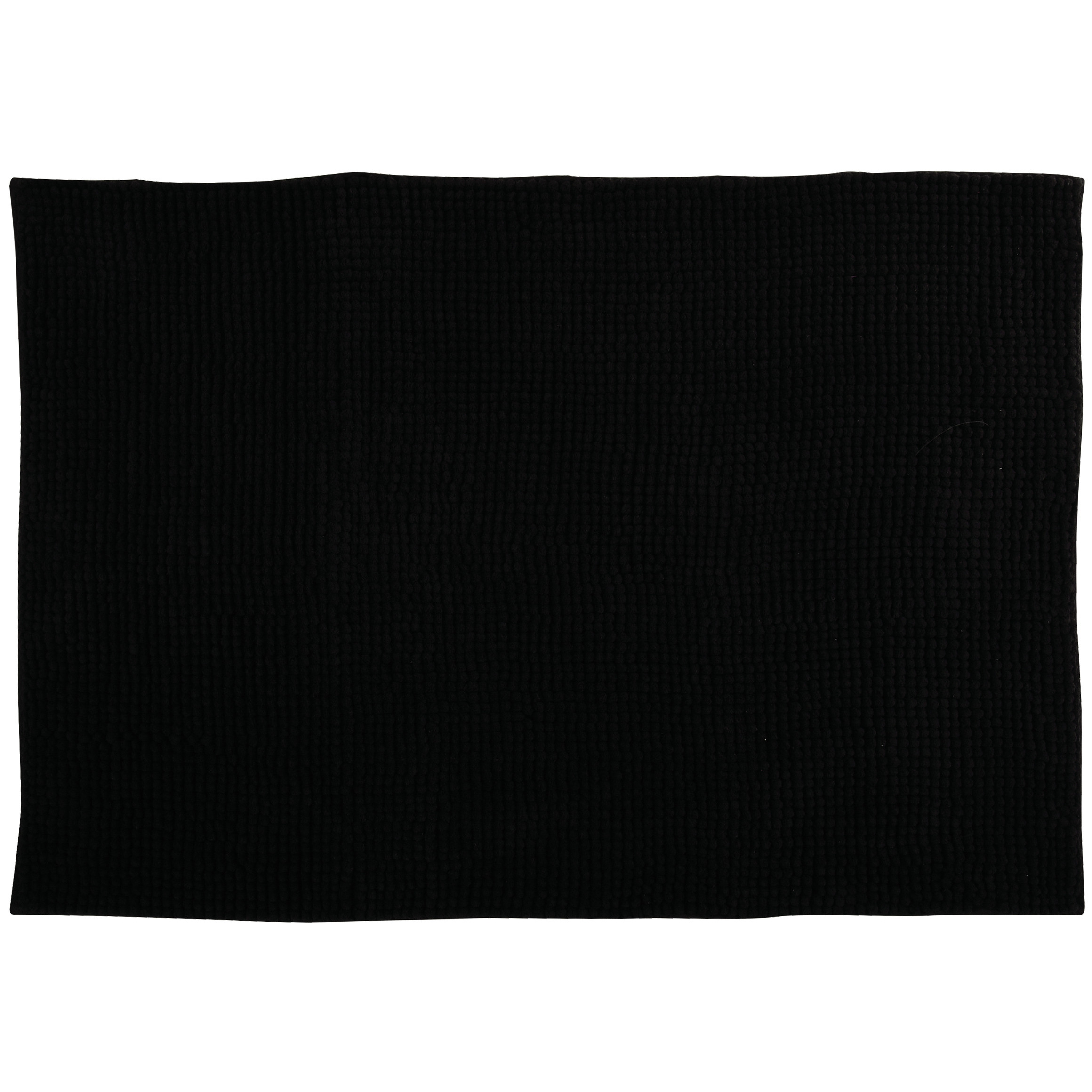 MSV Badkamerkleedje-badmat tapijt voor op de vloer zwart 50 x 80 cm