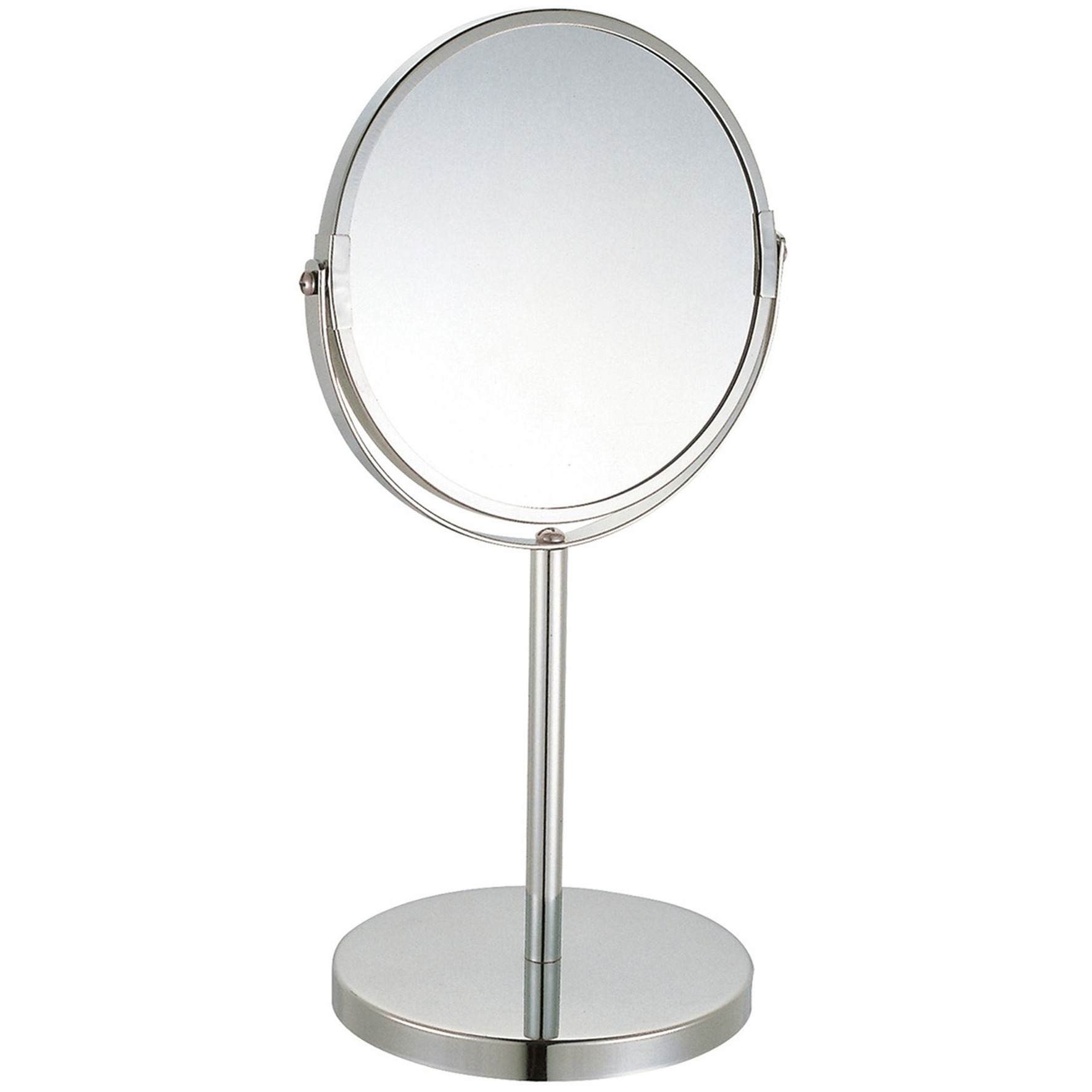 MSV Make-up spiegel 2-zijdig op stevige voet chrome zilver Dia 17 cm 3x vergrotend