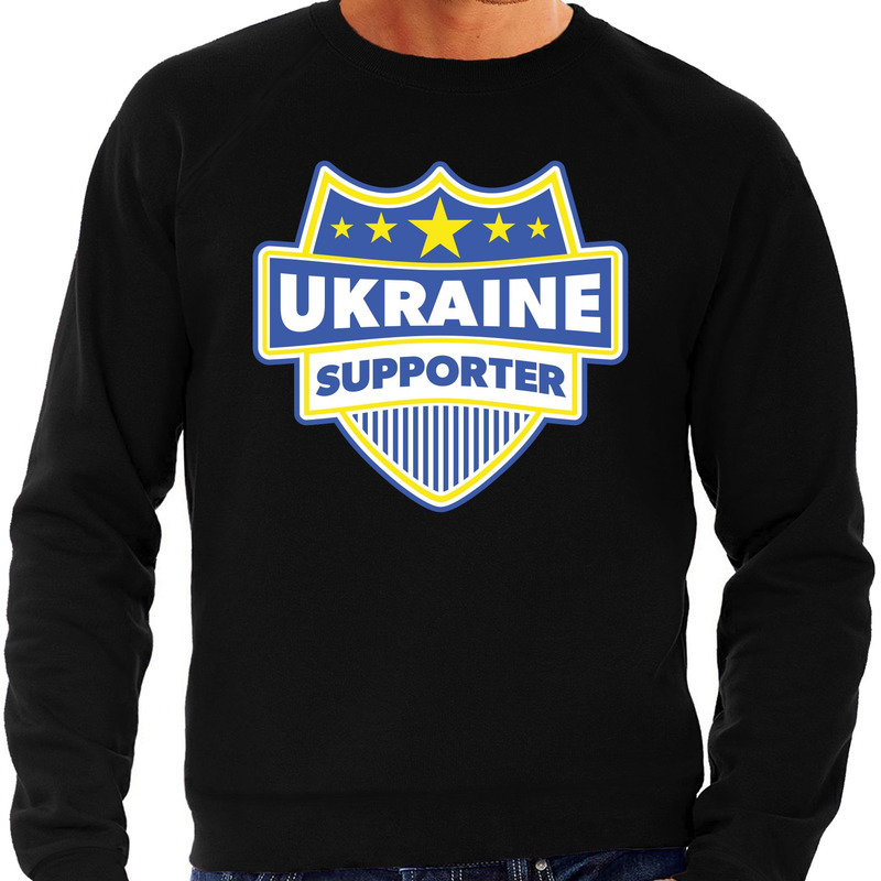 Oekraine-Ukraine schild supporter sweater zwart voor heren