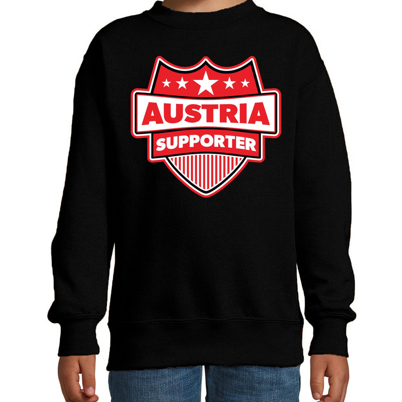Oostenrijk-Austria schild supporter sweater zwart voor kinder