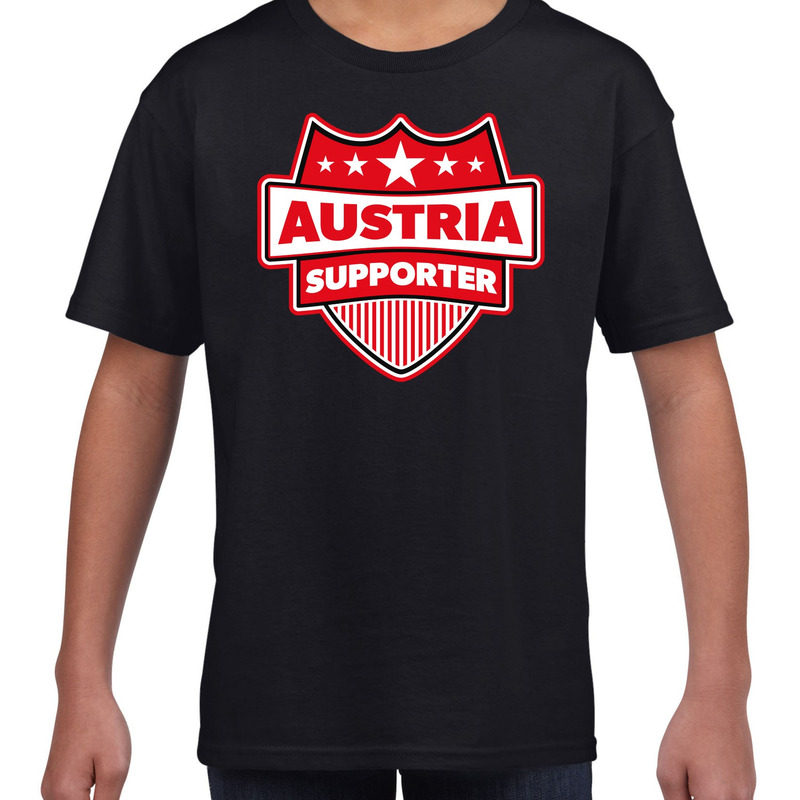 Oostenrijk-Austria schild supporter t-shirt zwart voor kinder