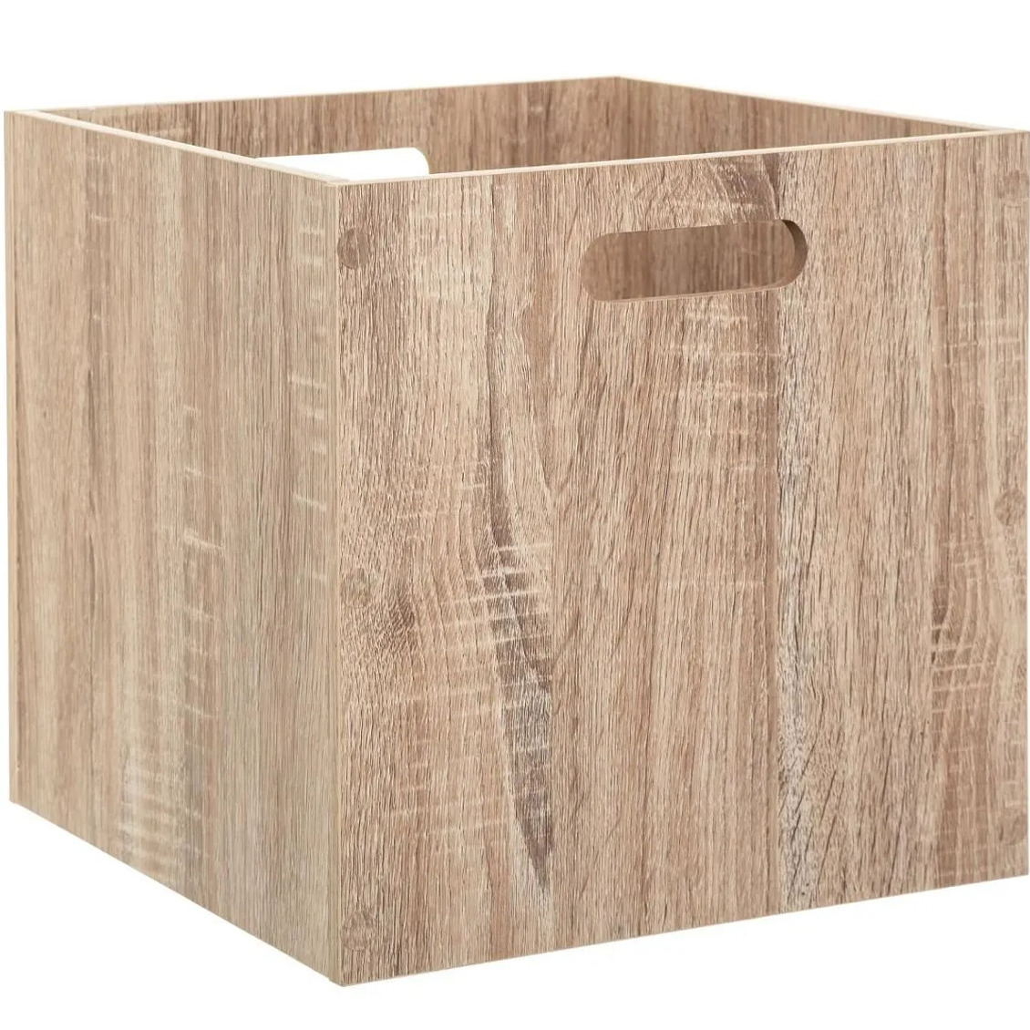 Opbergmand-kastmand 29 liter bruin-naturel van hout 31 x 31 x 31 cm