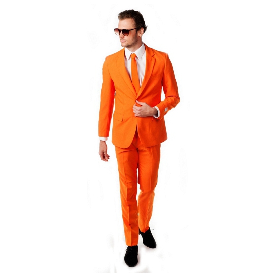 Oranje heren kostuum inclusief stropdas