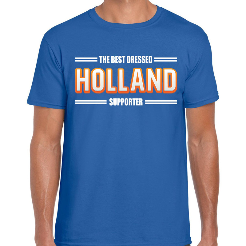 Oranje / Holland supporter t-shirt blauw voor heren