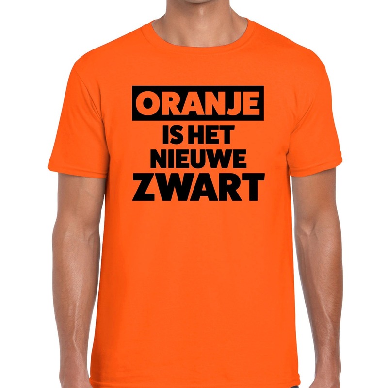 Oranje is het nieuwe zwart Koningsdag t-shirt heren