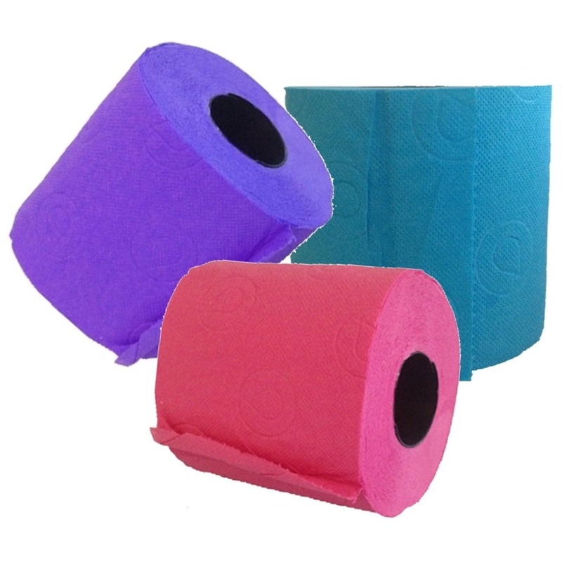 Paars/roze/turquoise wc papier rol pakket