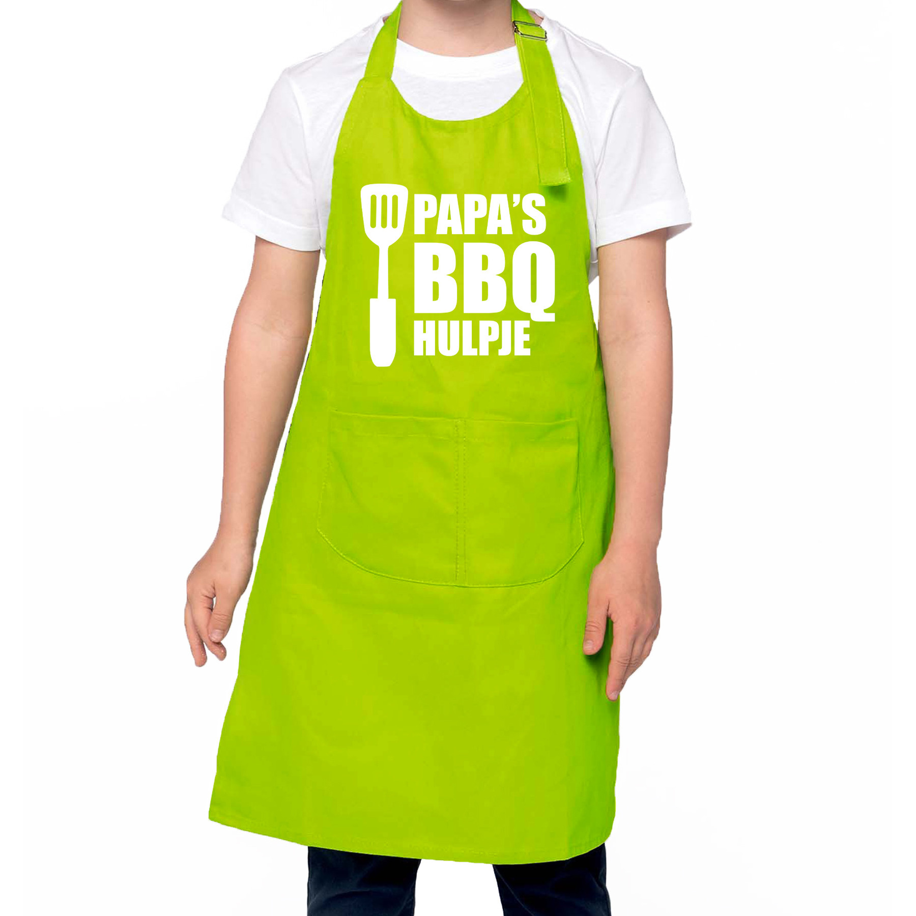 Papa s BBQ hulpje Barbecue schort kinderen- bbq keukenschort kind groen voor jongens en meisjes