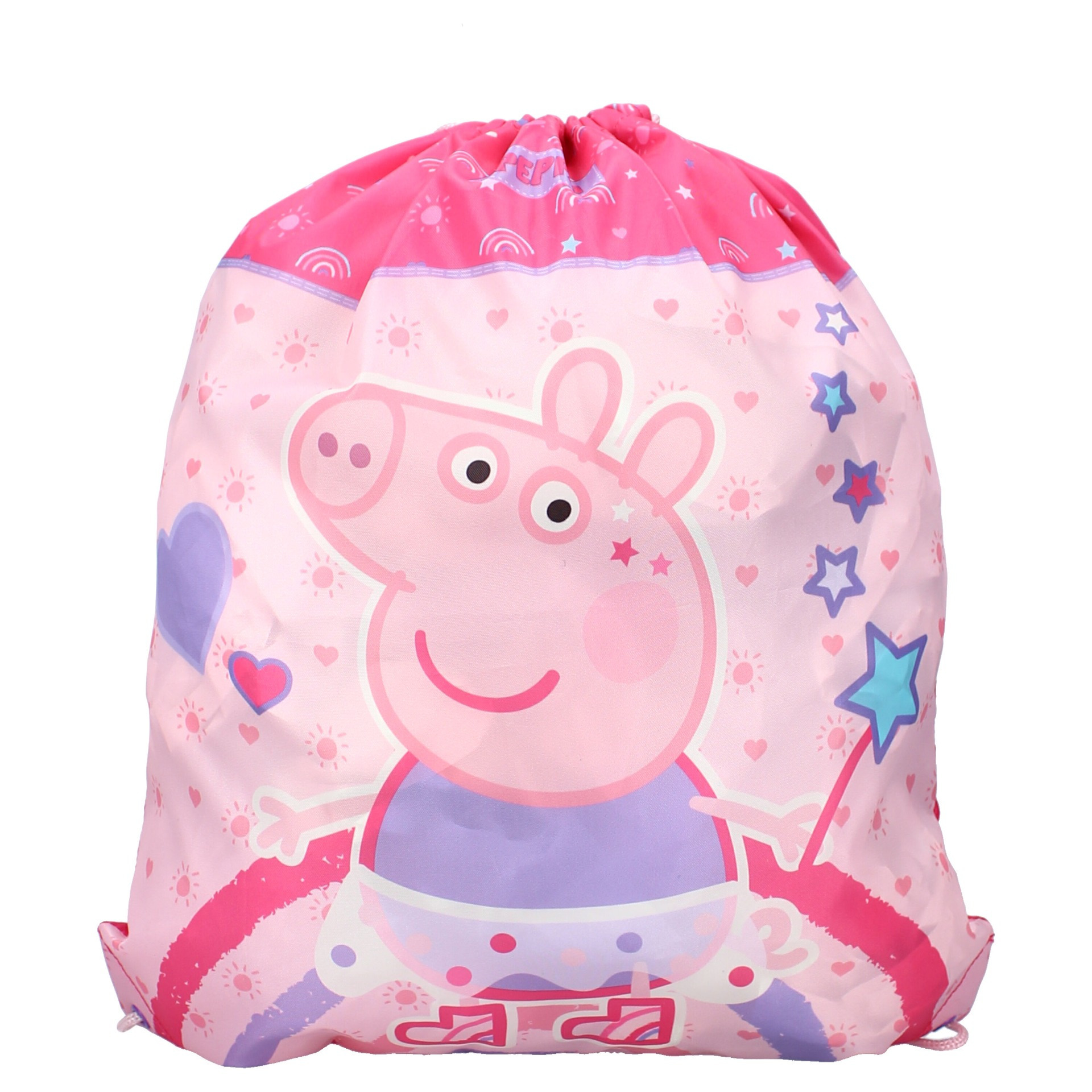 Peppa Pig gymtas-rugzak-rugtas voor kinderen roze-paars polyester 44 x 37 cm