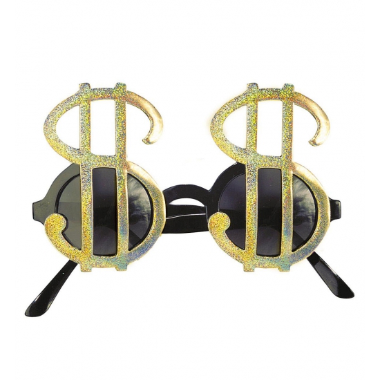 Pimp/gangster verkleed dollars party bril goud