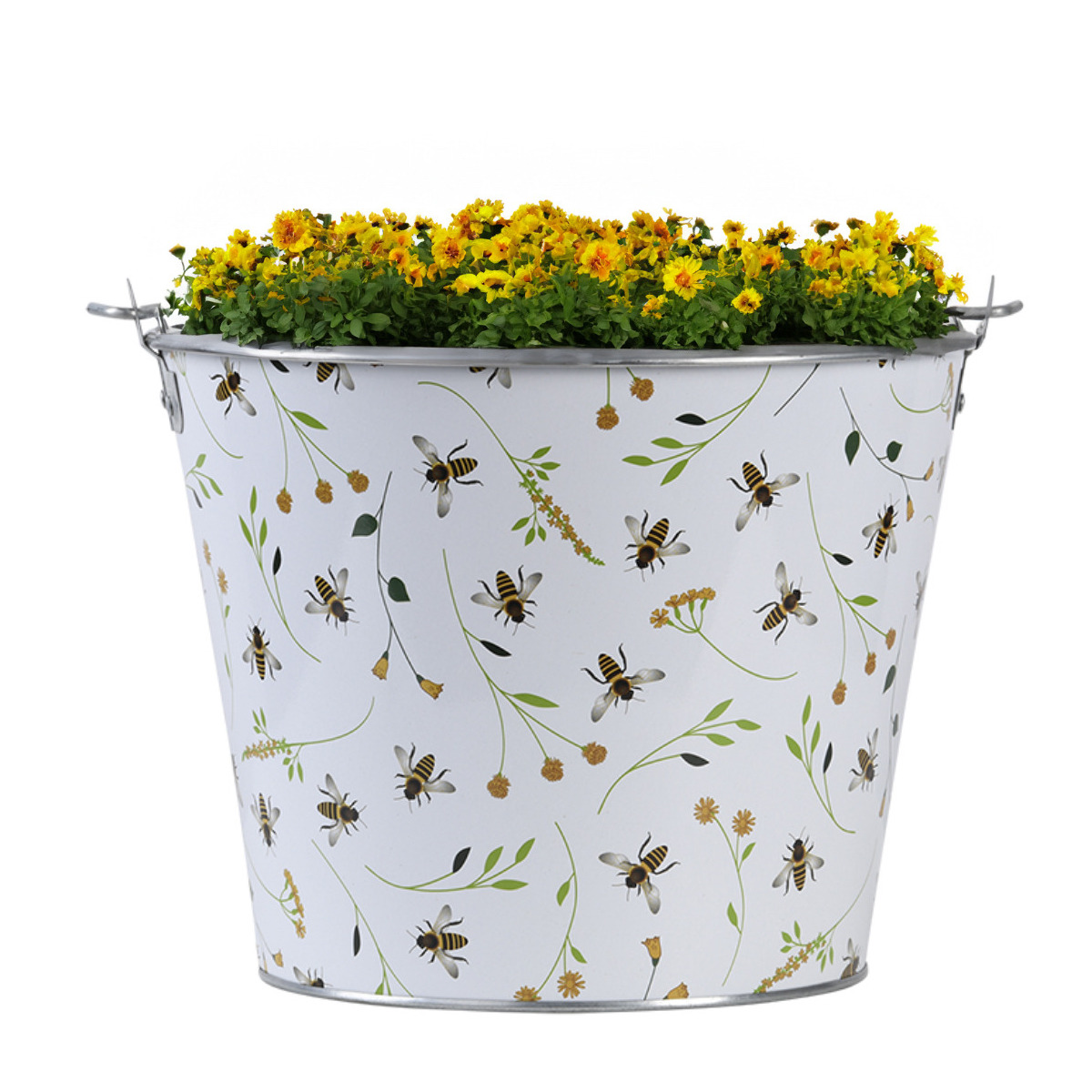 Plantenpot-bloempot emmer voor buiten zink Happy Bee L26 x D24 X H19 cm