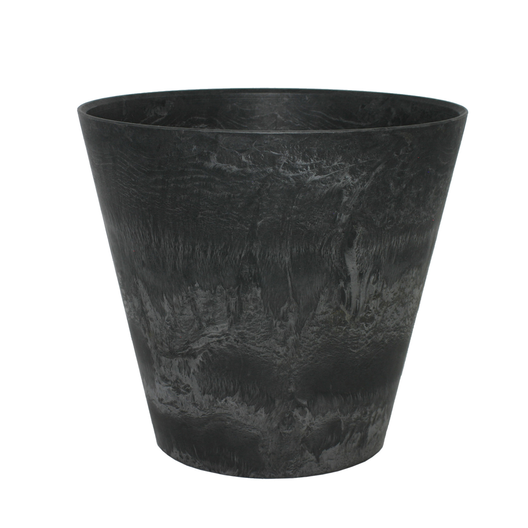 Plantenpot-bloempot in een natuursteen look Dia 22 cm en Hoogte 20 cm zwart