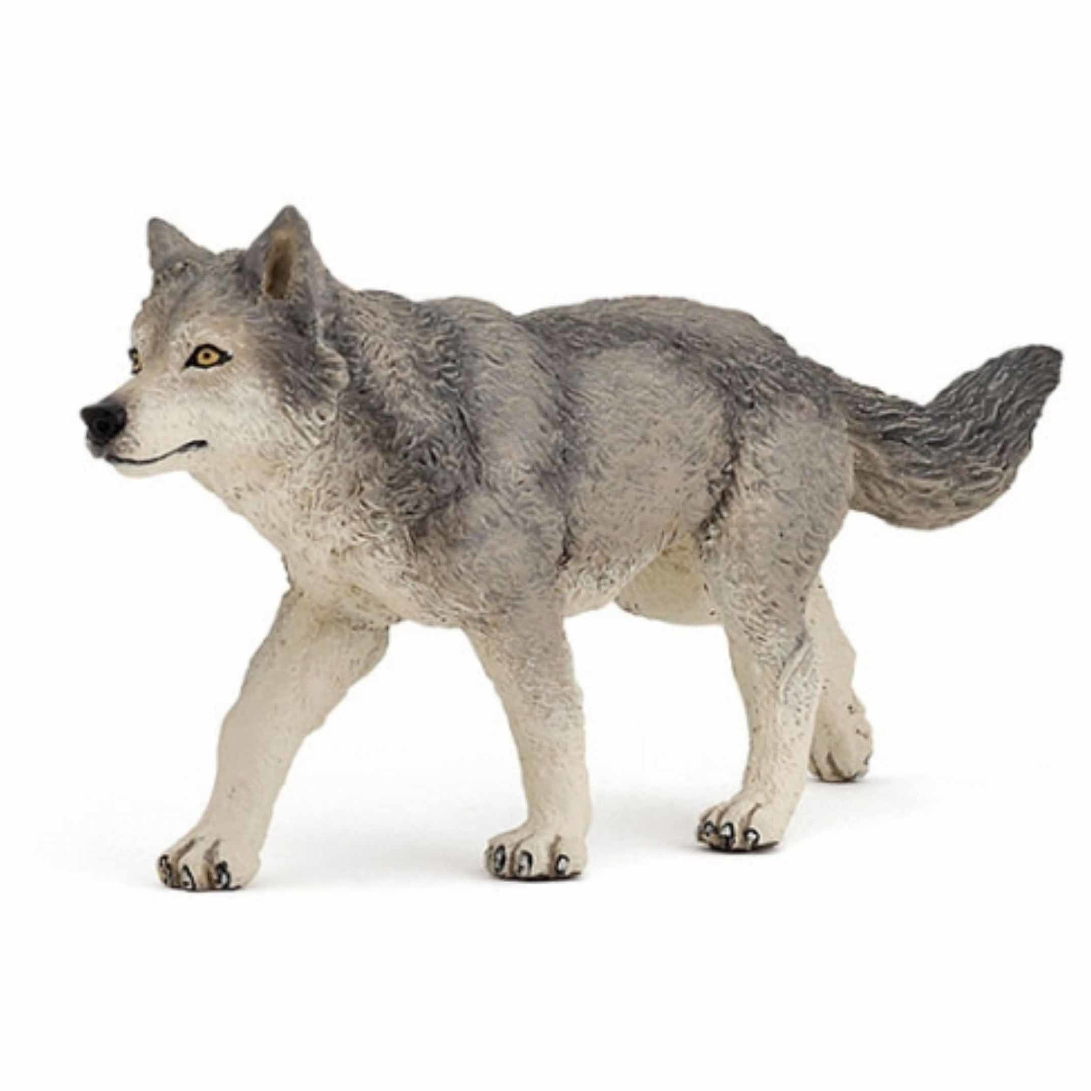 Plastic speelgoed figuur grijze wolf-wolven 12 cm