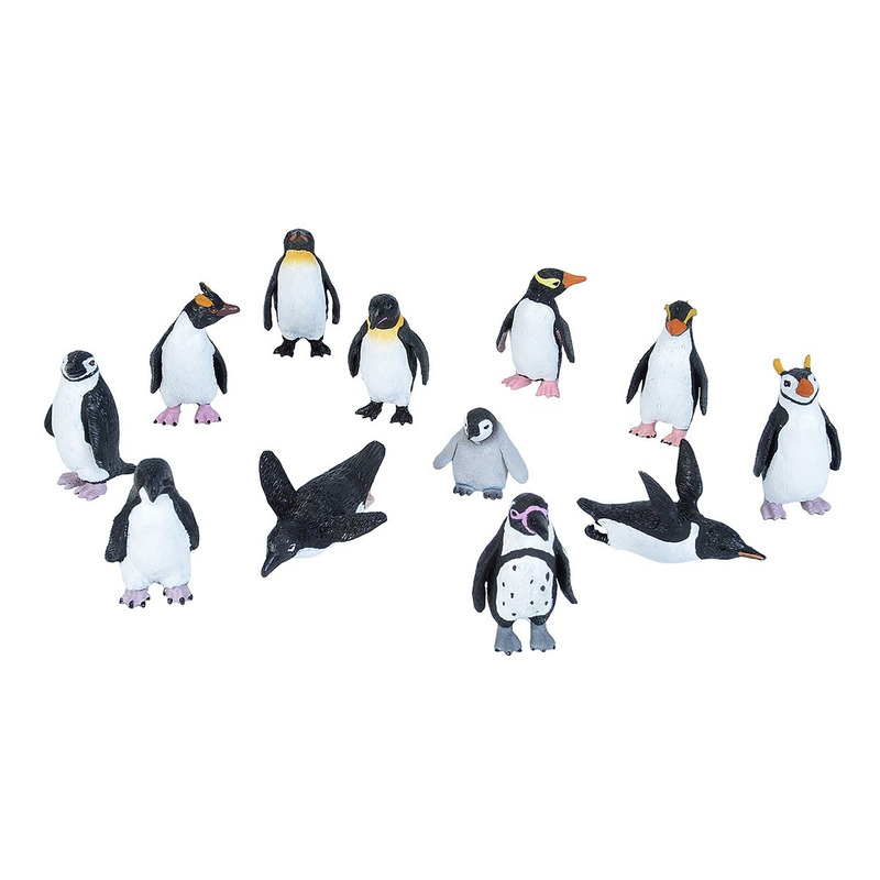 Plastic speelgoed pinguin dieren figuren speelset 10-delig