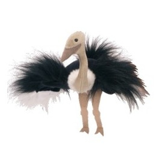 Pluche handpop struisvogel 22 cm