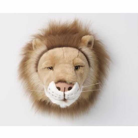 Pluche leeuw dierenhoofd knuffel 28 cm muurdecoratie