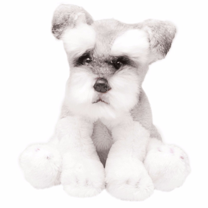 Pluche Schnauzer wit-grijs knuffel hond 13 cm