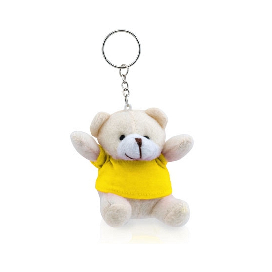 Pluche teddybeer knuffel sleutelhanger geel 8 cm