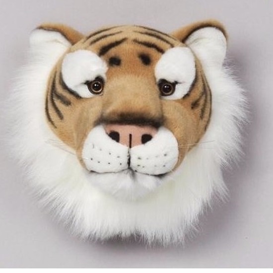 Pluche tijger dierenhoofd knuffel 30 cm muurdecoratie