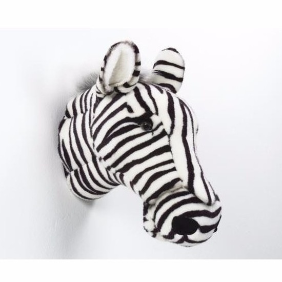 Pluche zebra dierenhoofd knuffel 35 cm muurdecoratie