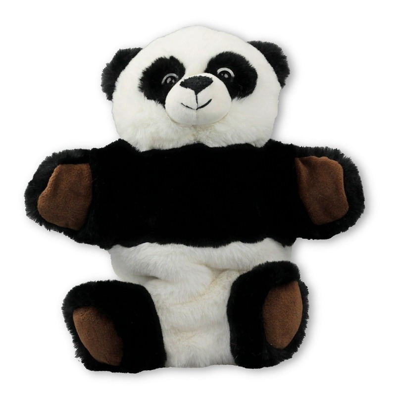 Pluche zwart/witte panda handpop knuffel 22 cm speelgoed