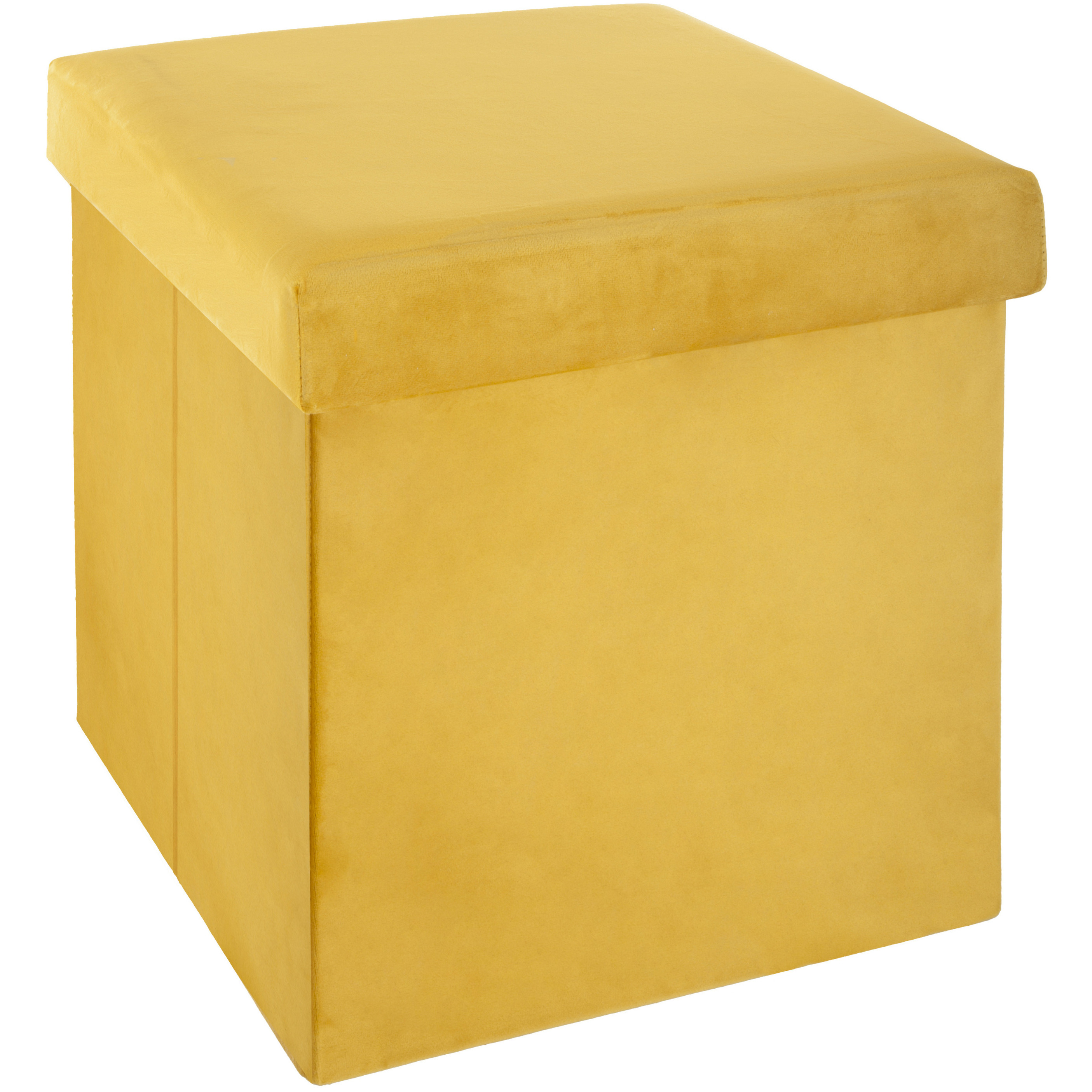 Poef-hocker opbergbox geel kunststof-mdf 38 x 38 x 38 cm opvouwbaar