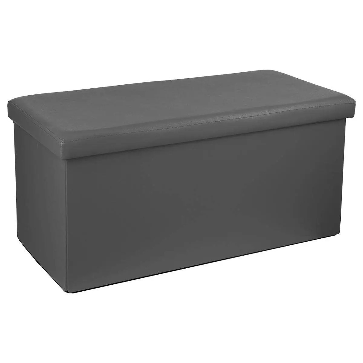 Poef-hocker opbergbox grijs kunststof-mdf 76 x 38 x 38 cm opvouwbaar