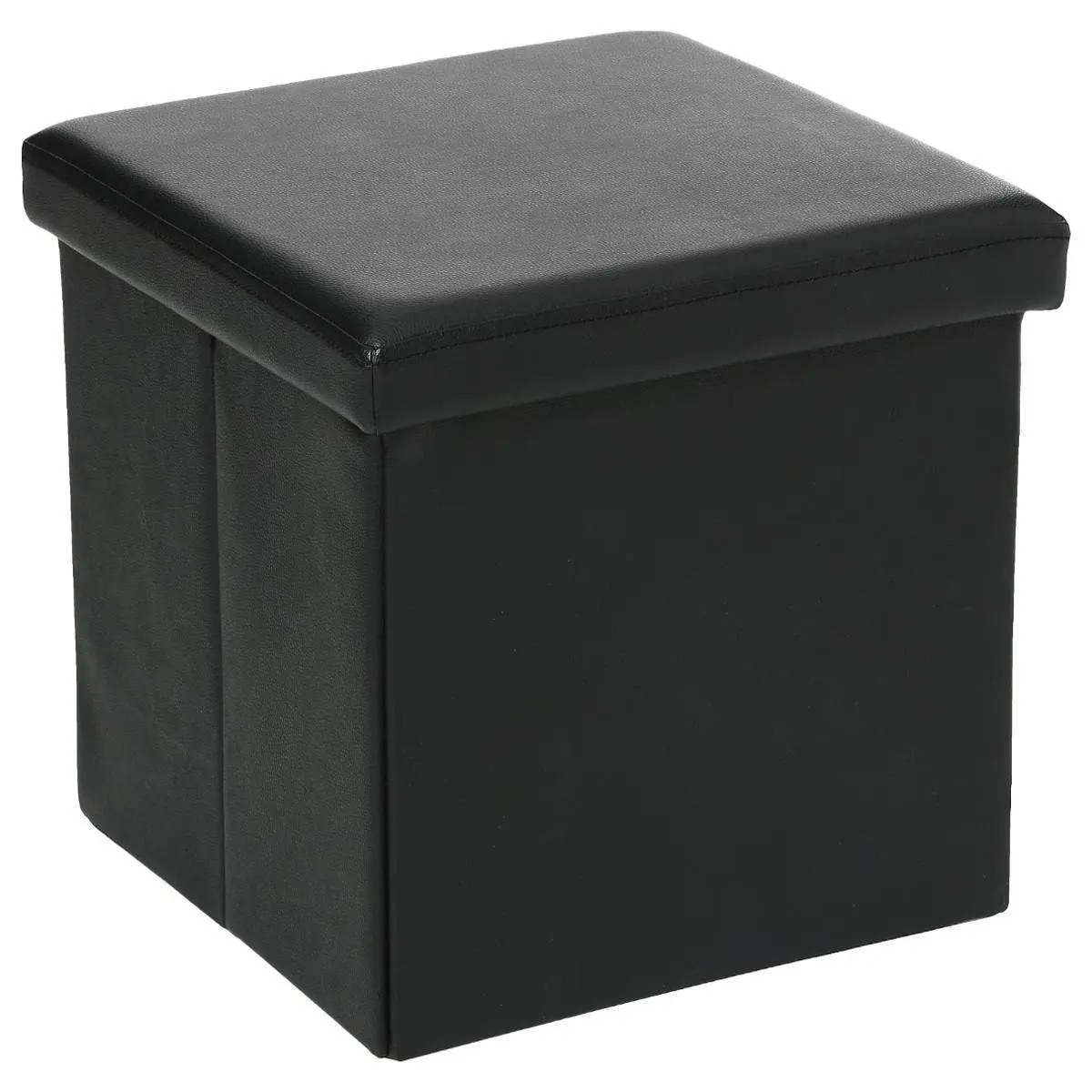 Poef hocker opbergbox zwart polyester-mdf 38 x 38 cm opvouwbaar