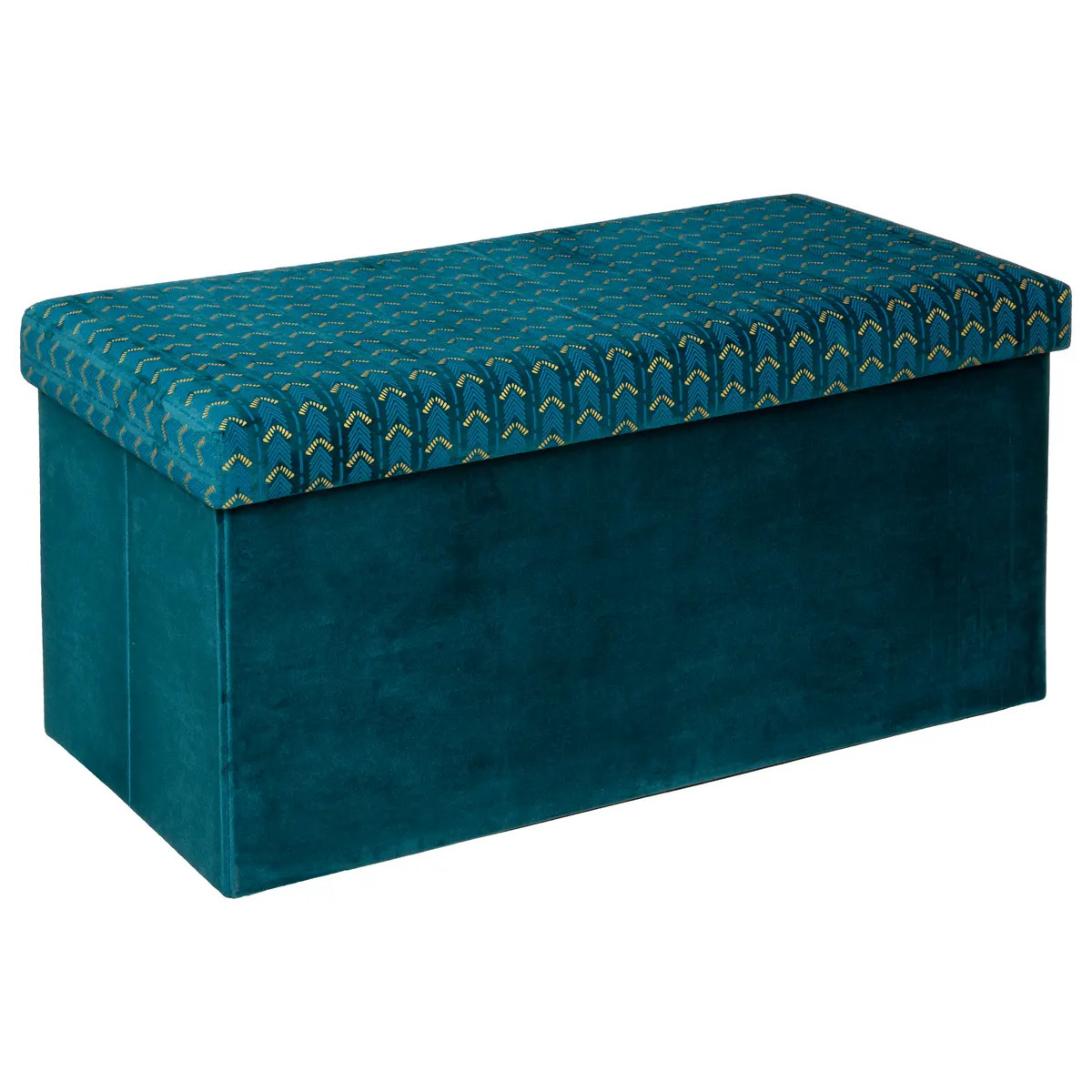 Poef-krukje-hocker Royal Opvouwbare zit opslag box fluweel Smaragd groen 76 x 38 x 38 cm