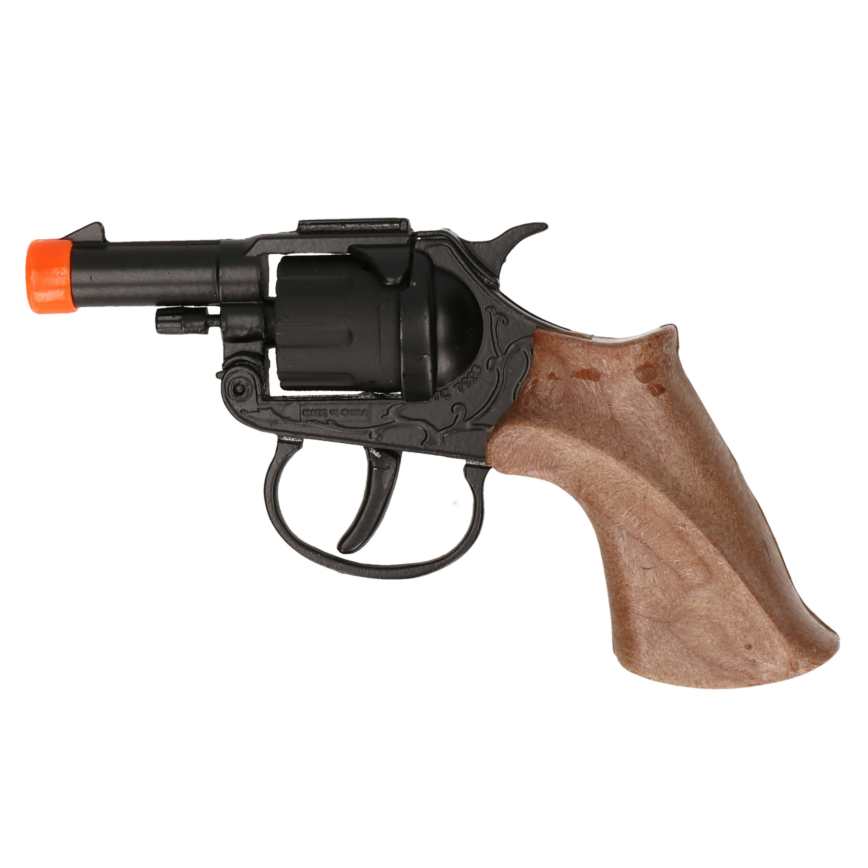 Politie verkleed speelgoed revolver-pistool metaal 8 schots plaffertjes