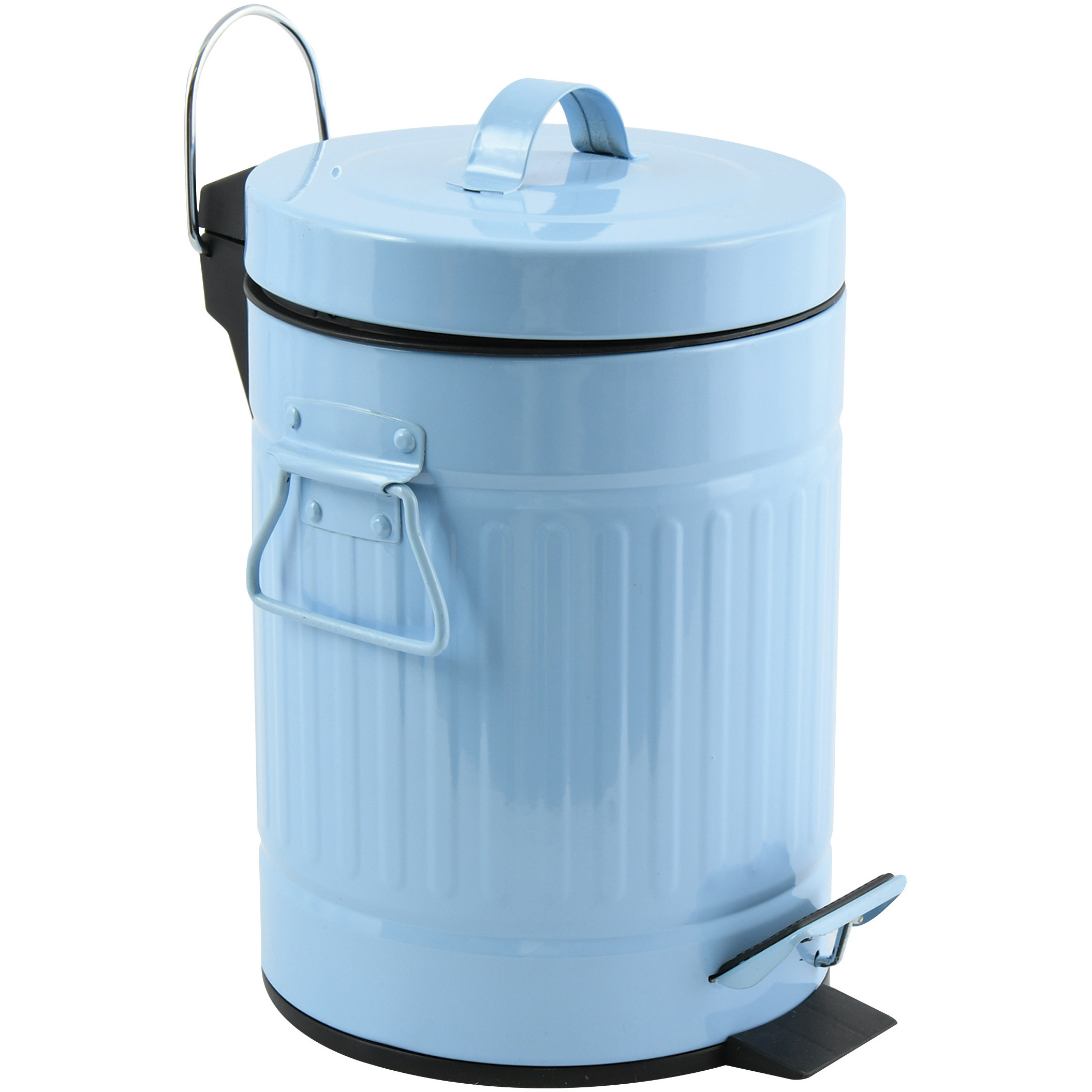 Prullenbak-pedaalemmer Industrial metaal pastel blauw 3 liter 17 x 26 cm Badkamer-toilet