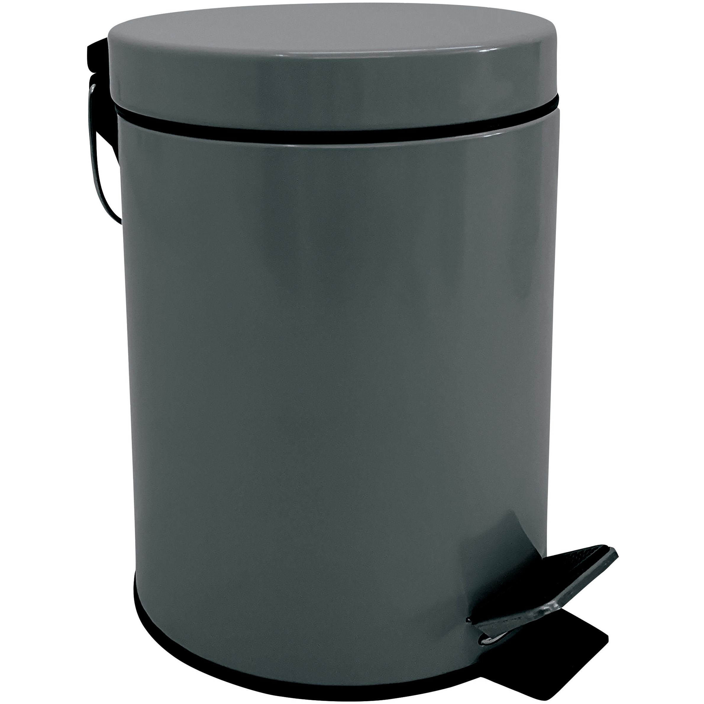 Prullenbak-pedaalemmer metaal donkergrijs 3 liter 17 x 25 cm Badkamer-toilet