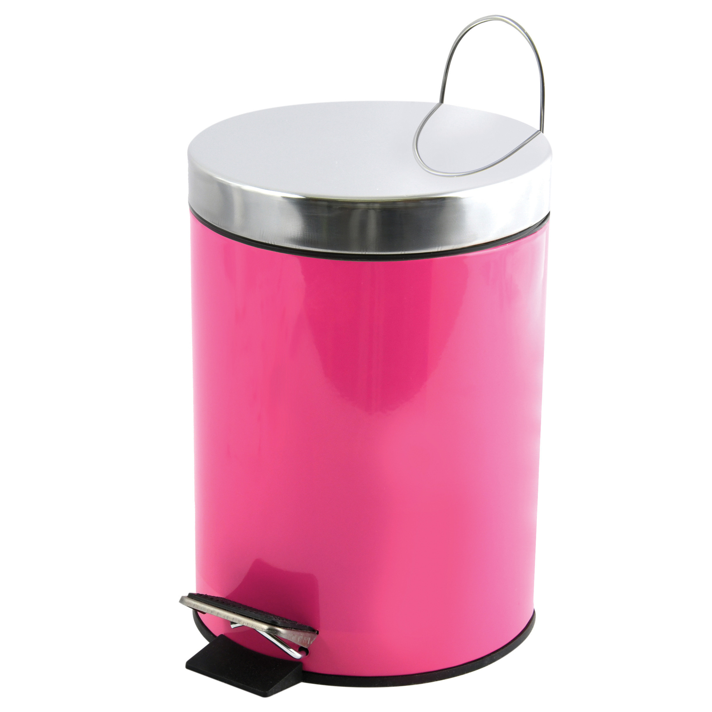 Prullenbak-pedaalemmer metaal fuchsia roze 3 liter 17 x 25 cm Badkamer-toilet