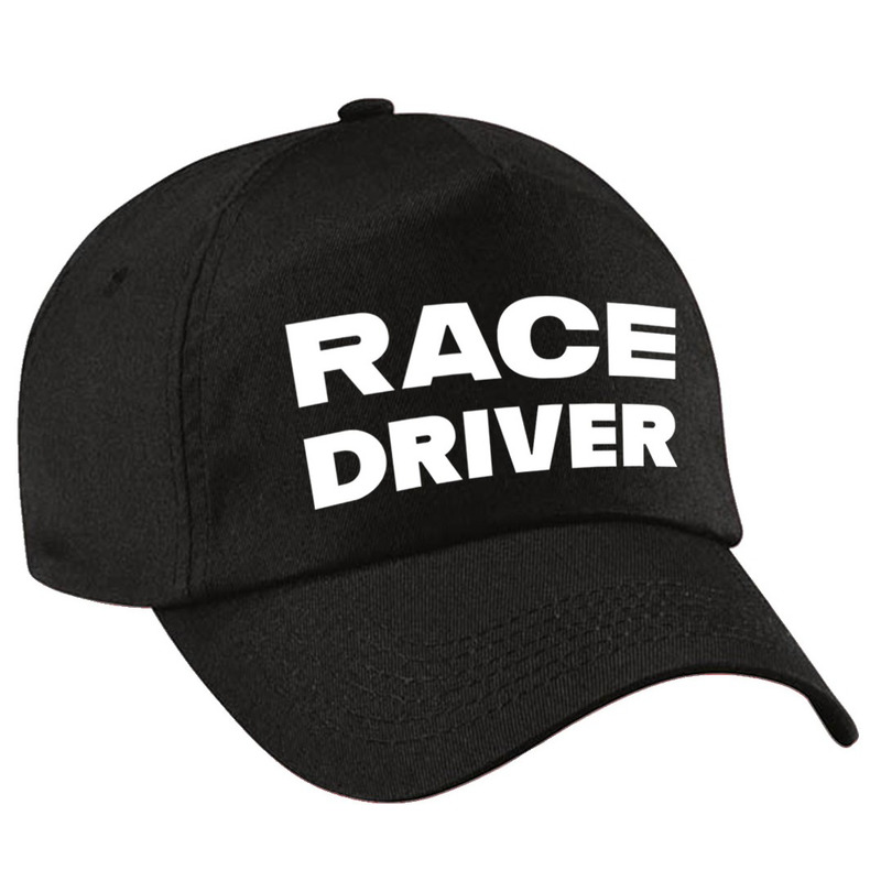 Race driver-auto coureur verkleed pet zwart voor volwassenen