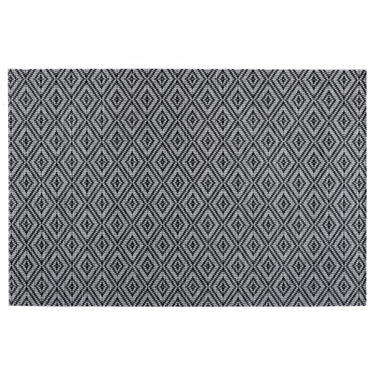 Rechthoekige placemat grafische print zwart texaline 45 x 30 cm