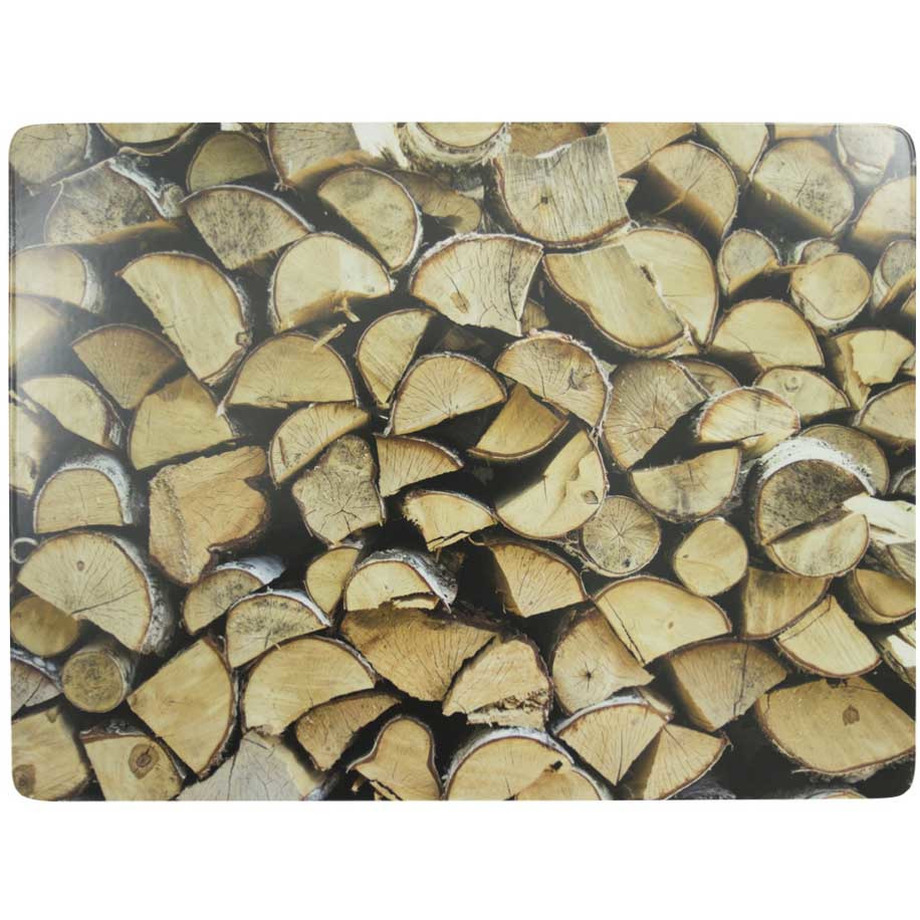 Rechthoekige placemat openhaard hout print kurk 30 x 40 cm